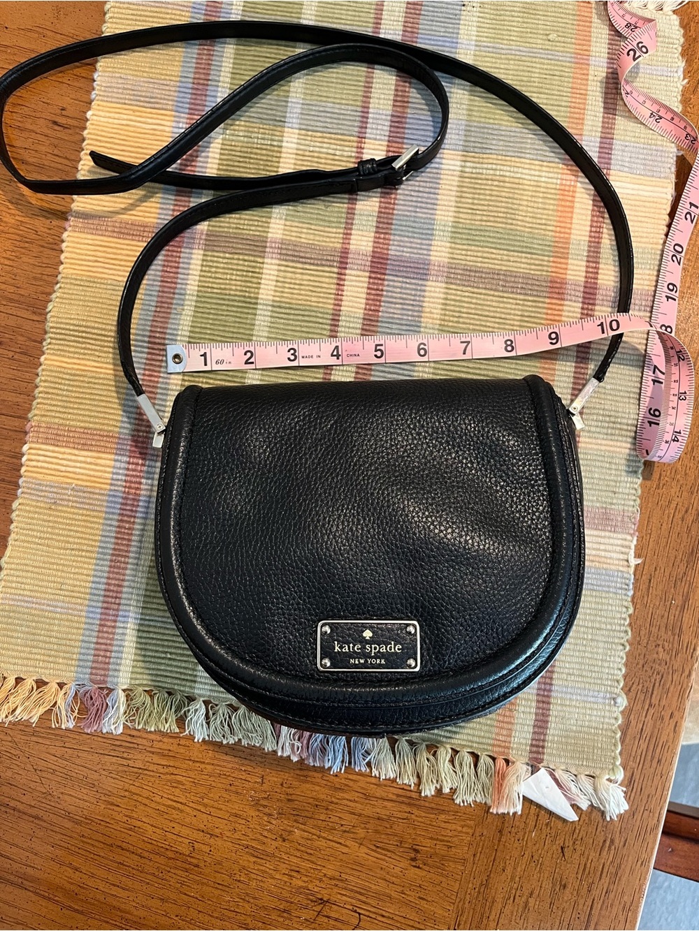 kate spade Black Pebbled Leather Crescent Crossbody Bag